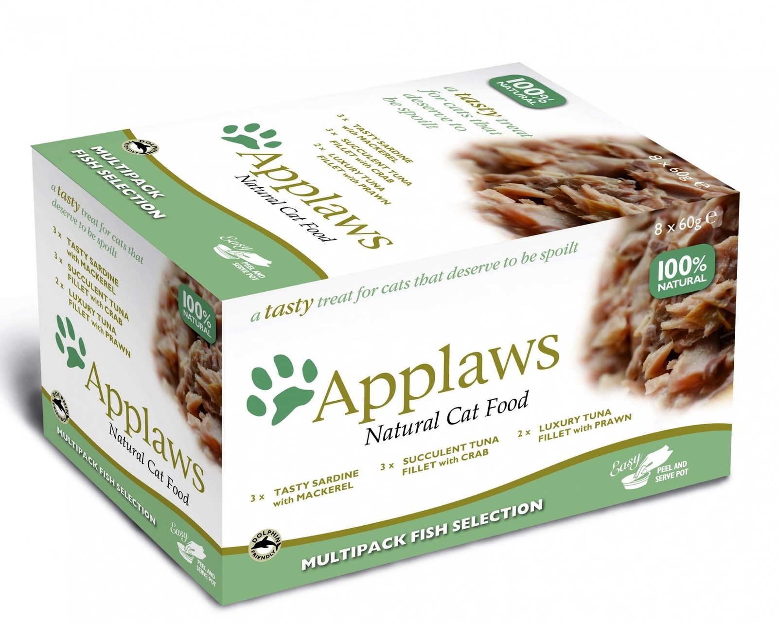 

Applaws (влажный корм) набор для кошек "Рыбное ассорти": 8шт.х60г (480 г)