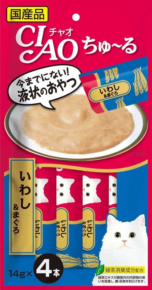 

Inaba чао Чуру 4 шт пюре для кошек сельдь+желтоперый тунец (56 г)