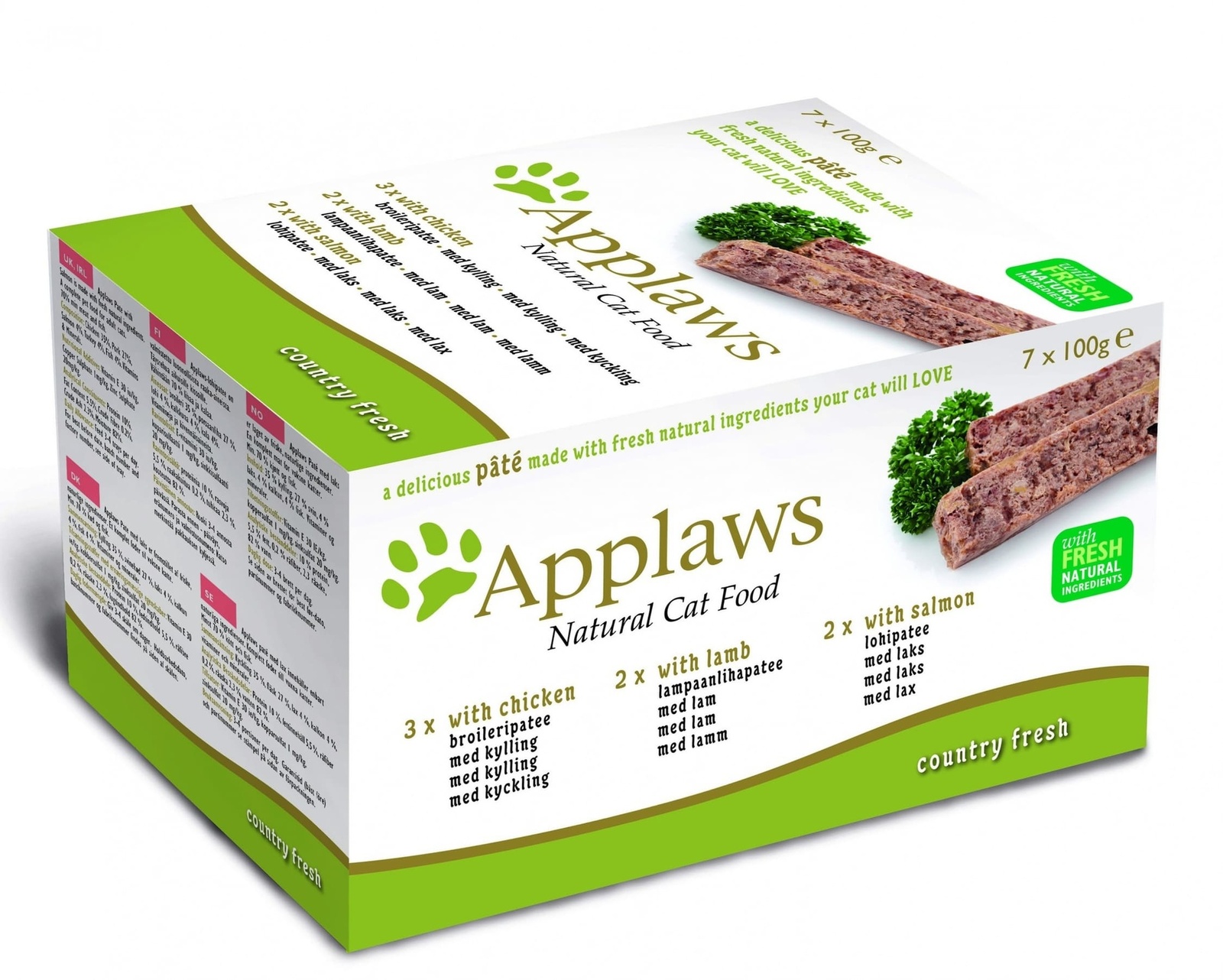 

Applaws консервы набор для кошек "Курица, ягненок, лосось": 7шт.*100г (700 г)