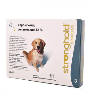 Стронгхолд, капли от наружных и внутренних паразитов для собак 20,1-40,0 кг, 3 пип/уп