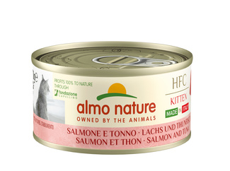 Полнорационные консервы для котят Итальянские рецепты: "Лосось и Тунец" (HFC - Complete - Made in Italy - Kitten Salmon and Tuna)  Almo Nature (консервы)