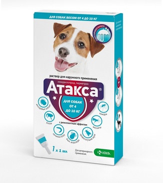 Атакса, раствор для наружного применения для собак от 4 до 10 кг