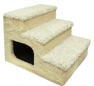 Дом-ступеньки для собак мелких пород, мех+ковролин бежевый Зооник