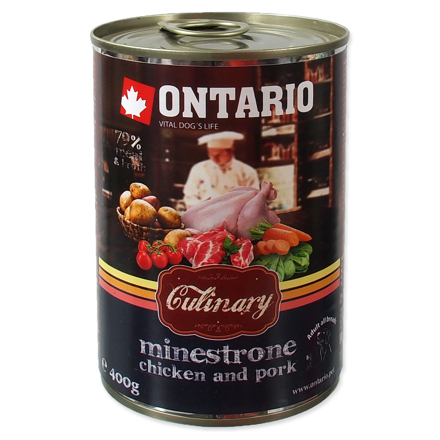 

Ontario консервы для собак "Минестроне с Курицей и Свининой" (800 г)