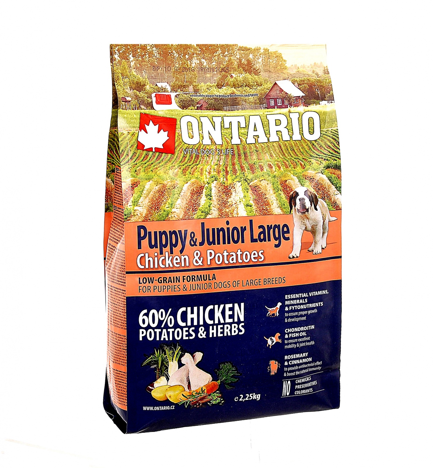 Для щенков крупных пород с курицей и картофелем (2,25 кг) Ontario Для щенков крупных пород с курицей и картофелем (2,25 кг) - фото 1