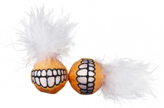 Игрушка для кошек: плюшевые мячики Grinz с кошачьей мятой, оранжевые
