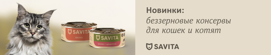 Новинки Savita: беззерновые консервы для кошек и котят