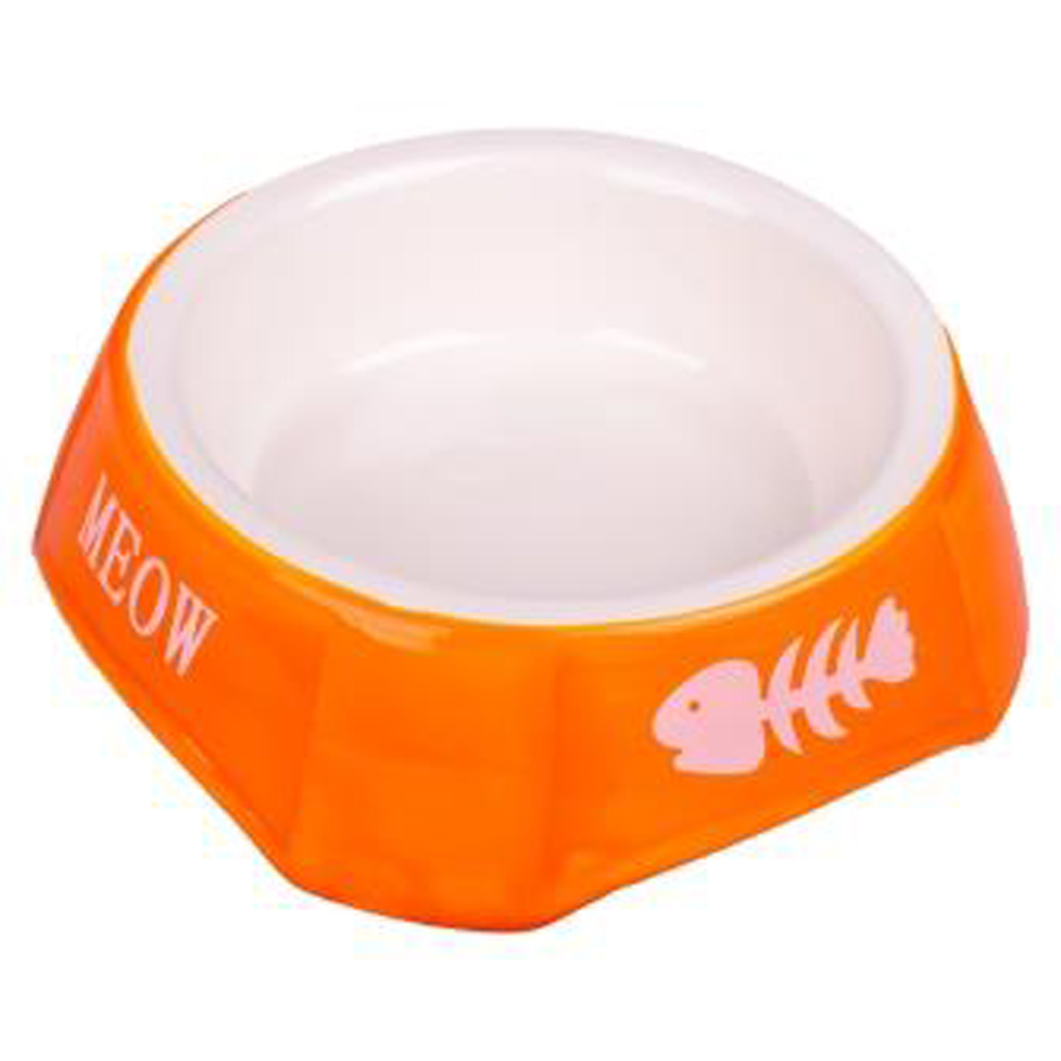 Mr.Kranch миска керамическая для кошек оранжевая с рыбками (140 мл) Mr.Kranch миска керамическая для кошек оранжевая с рыбками (140 мл) - фото 1