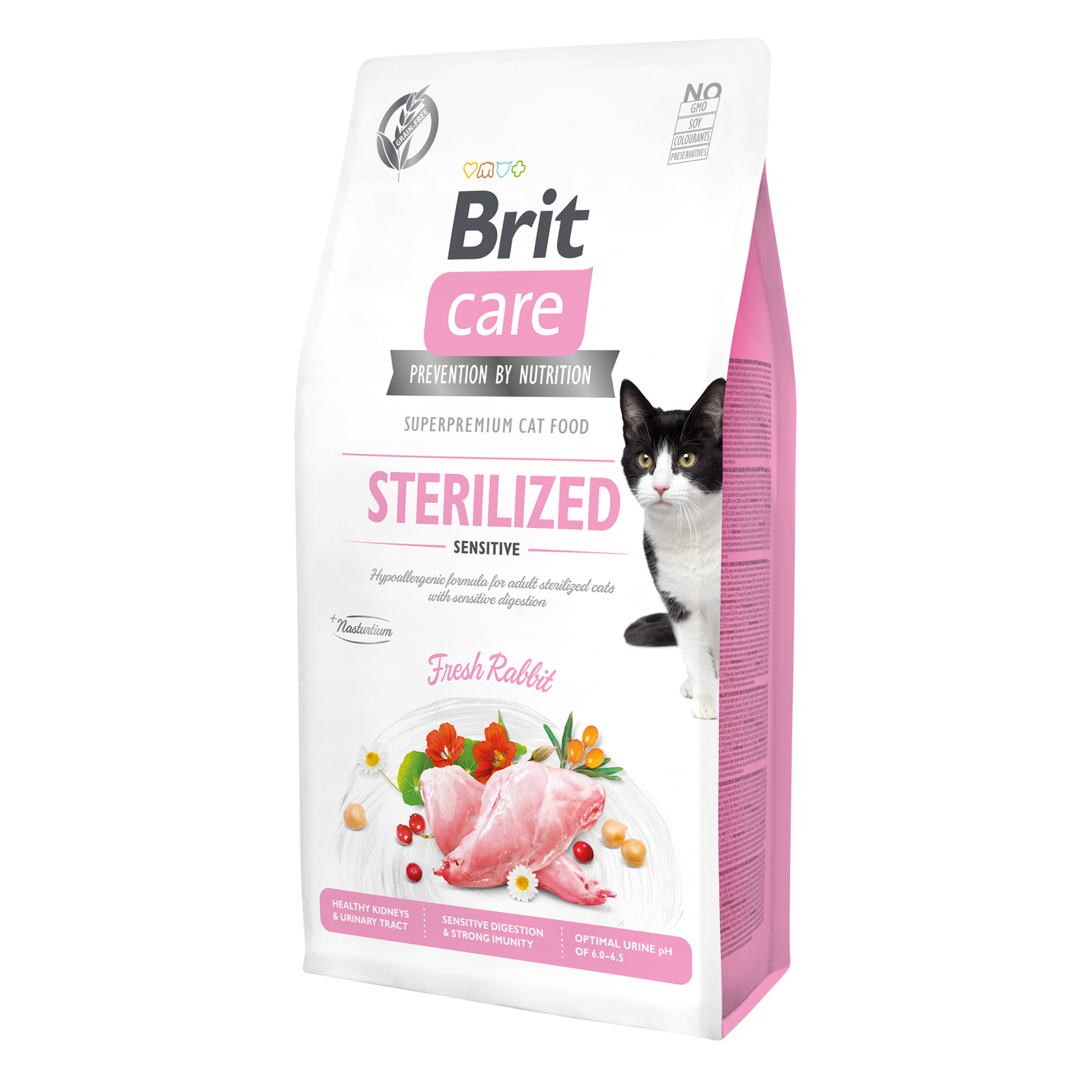 Корм Brit care гипоаллергенный, со свежим мясом кролика для взрослых стерилизованных кошек с чувствительным пищеварением (7 кг) Brit - фото 3