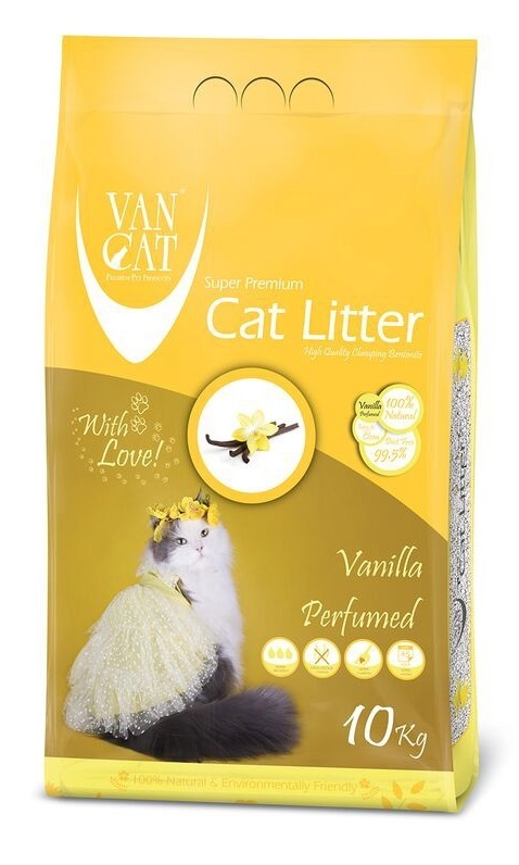Van Cat комкующийся наполнитель без пыли с ароматом ванили, пакет (10 кг) Van Cat