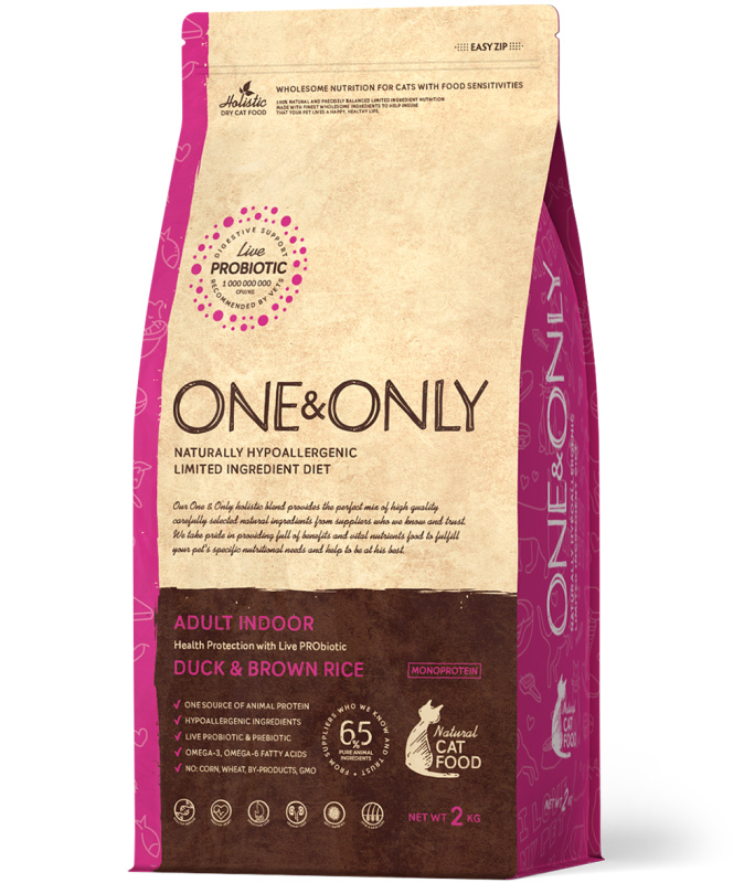 

Корм One&Only для кошек, утка с бурым рисом (2 кг)