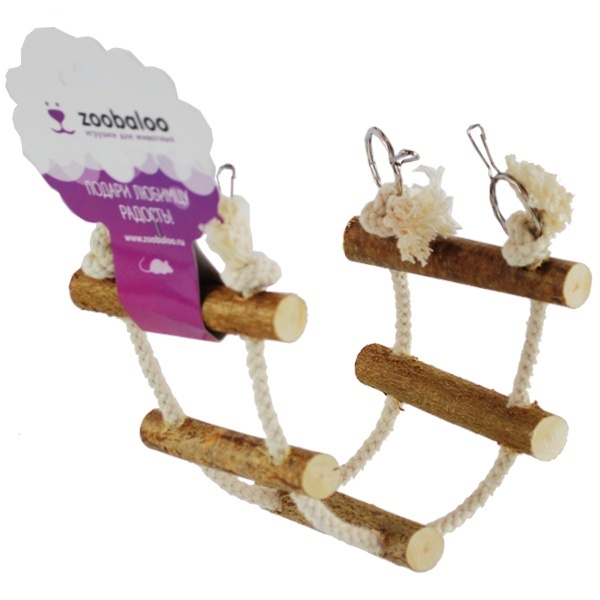 Zoobaloo игрушка для грызунов канатная лесенка c орешником, х/б, 32х10 см (32х10см) Zoobaloo игрушка для грызунов канатная лесенка c орешником, х/б, 32х10 см (32х10см) - фото 1