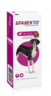 Бравекто жевательная таблетка от блох и клещей для собак  40-56кг, 1400мг Intervet