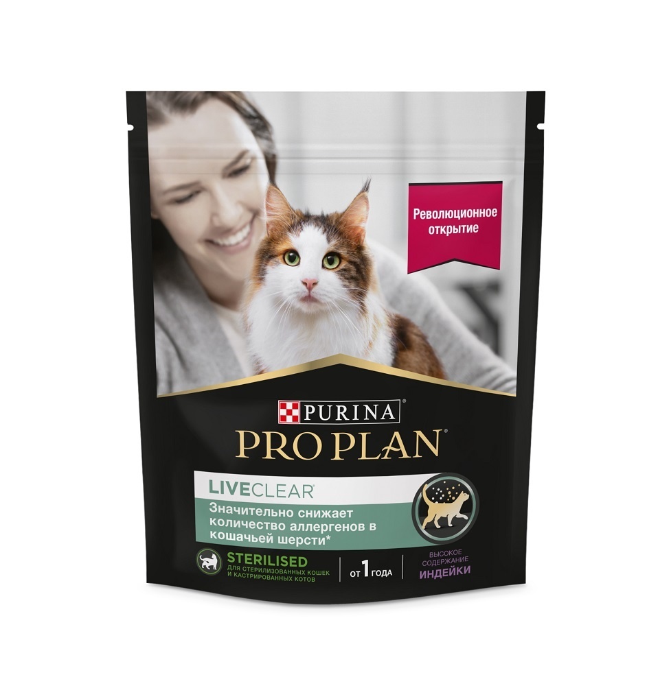 Purina Pro Plan liveClear® для стерилизованных кошек, снижает количество аллергенов в шерсти, с индейкой (400 г) - фото 1