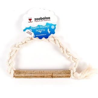 Игрушка для собак плетеное кольцо из каната с апортом из орешника, х/б 25 см Zoobaloo