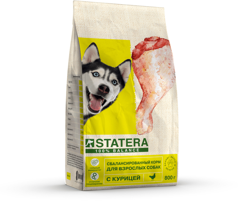 Statera сухой корм с курицей для взрослых собак всех пород (3 кг) Statera сухой корм с курицей для взрослых собак всех пород (3 кг) - фото 1