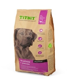 Для собак крупных пород ягненок с рисом TiTBiT