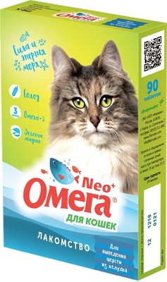 Мультивитаминное лакомство Омега Neo+ &quot;Вывод шерсти&quot; с ржаным солодом для кошек