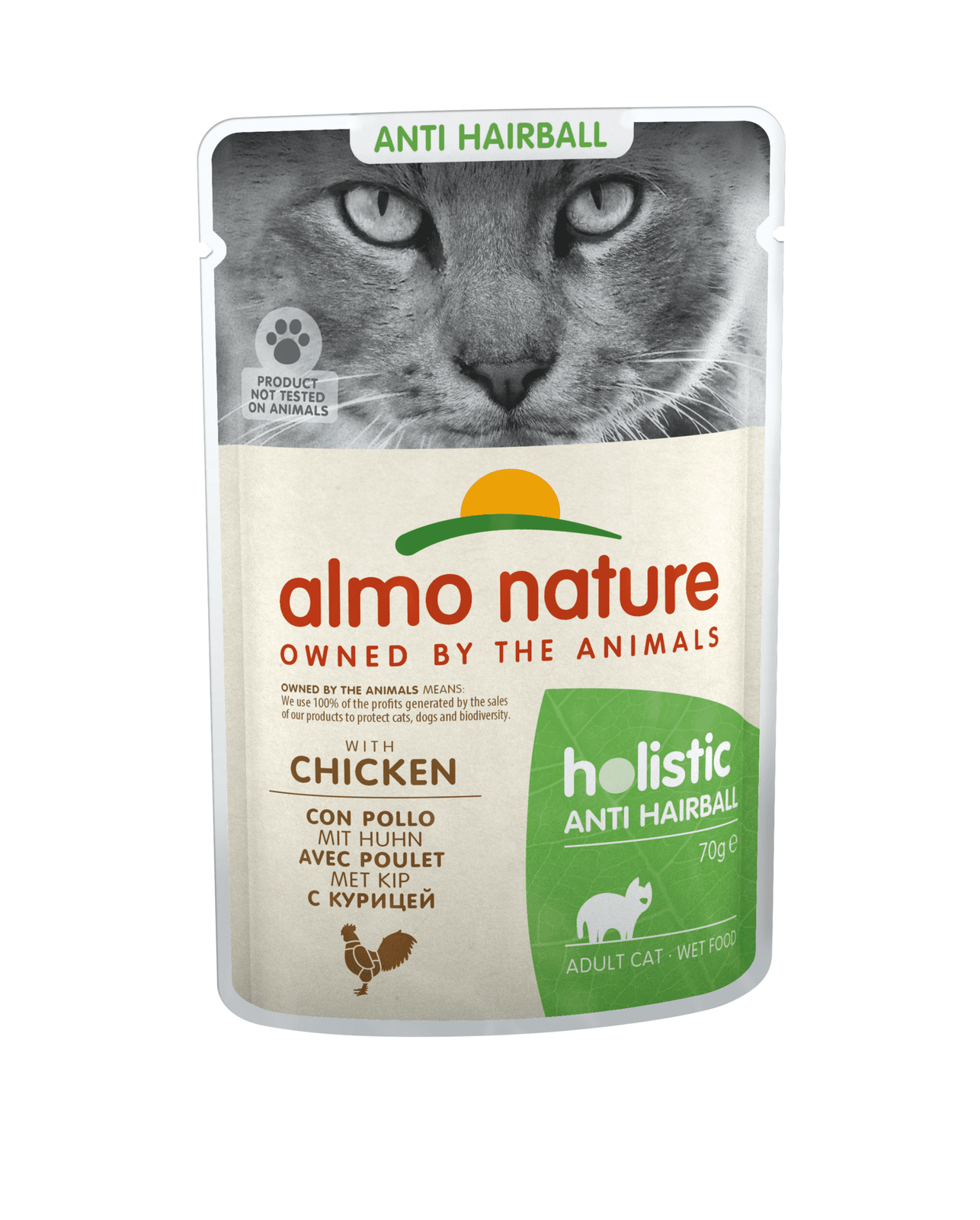 

Almo Nature (консервы) паучи с курицей для вывода шерсти у кошек (70 г)