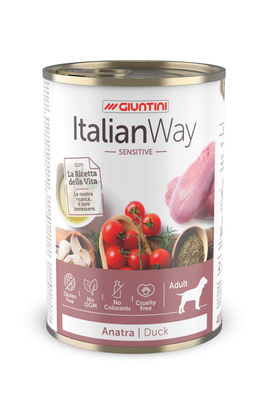  безглютеновые, для собак всех пород с чувствительным пищеварением, с уткой, томатами и картофелем Italian Way Консервы