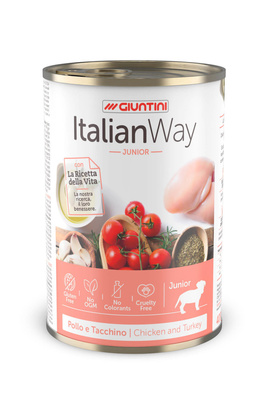  безглютеновые для щенков: мясное ассорти с томатами и рисом Italian Way Консервы