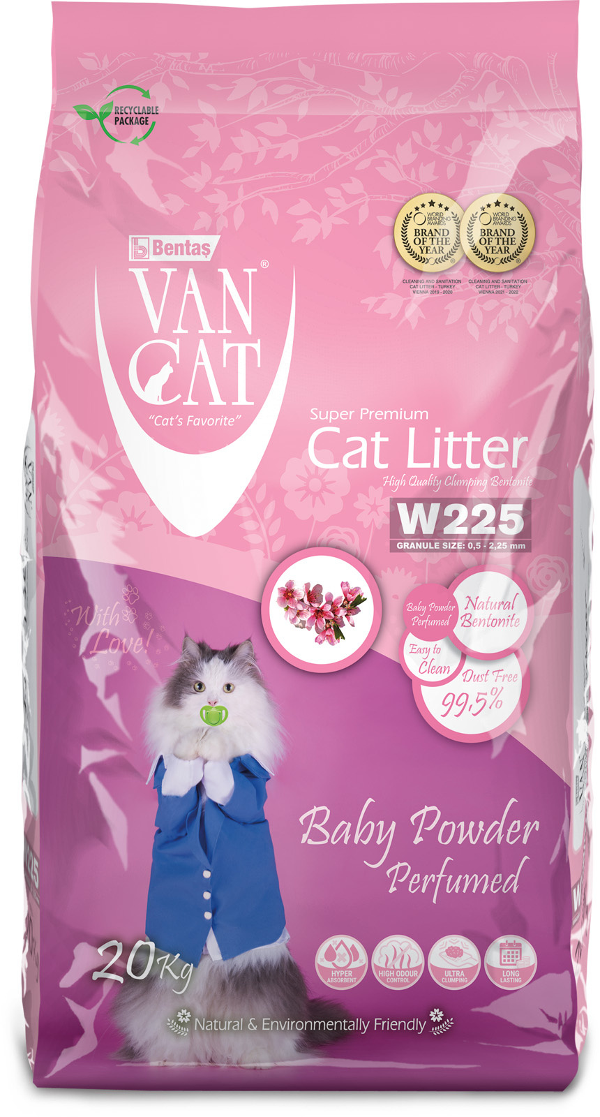 Van Cat комкующийся наполнитель без пыли с ароматом детской присыпки,  пакет, Baby Powder | Petshop.ru