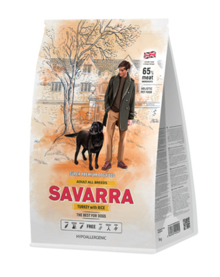 Гипоаллергенный для взрослых собак всех пород, с индейкой и рисом Savarra
