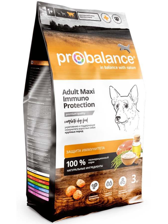Корм Probalance для взрослых собак крупных пород, укрепление и поддержание иммунитета (3 кг) Probalance Корм Probalance для взрослых собак крупных пород, укрепление и поддержание иммунитета (3 кг) - фото 1