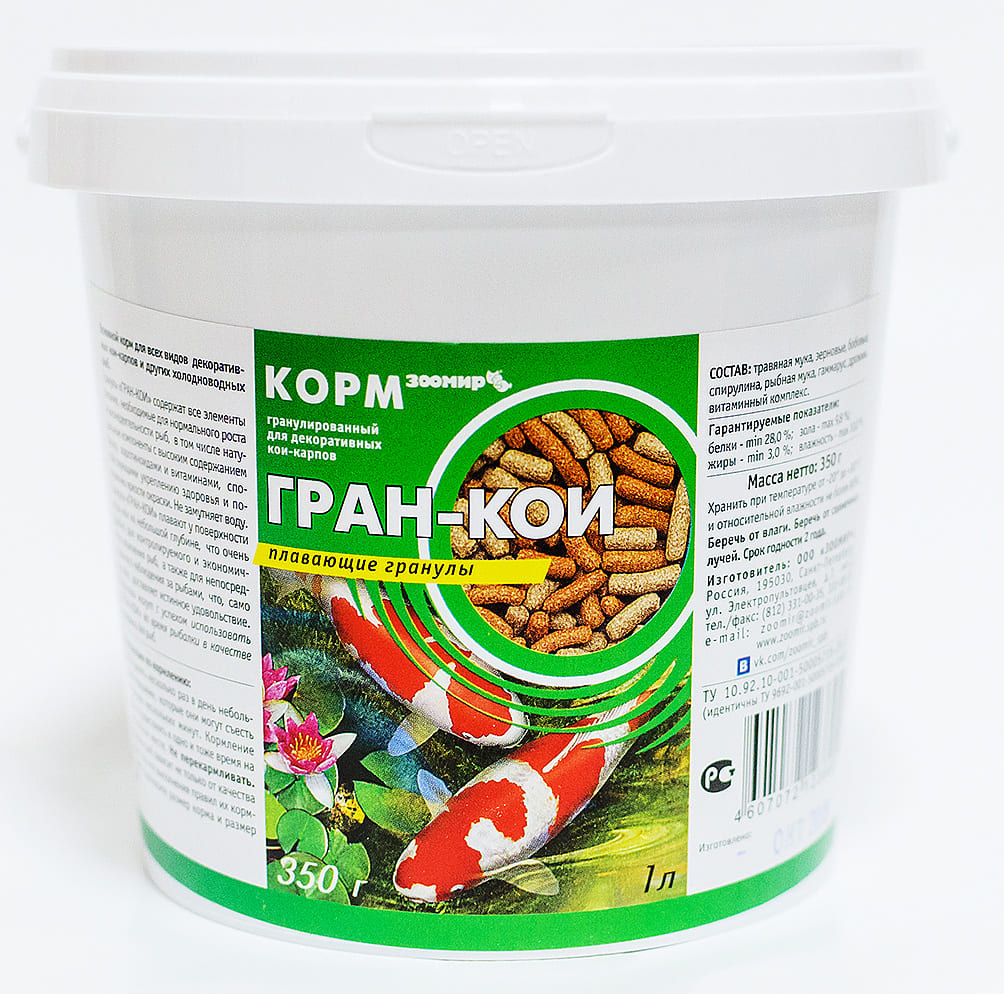 

ЗООМИР корм для карпов кои "ГРАН-КОИ", плавающие гранулы (8 кг)