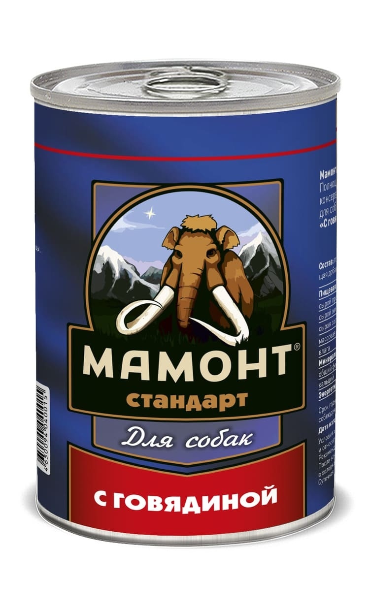 

Мамонт консервы для собак с говядиной (970 г)