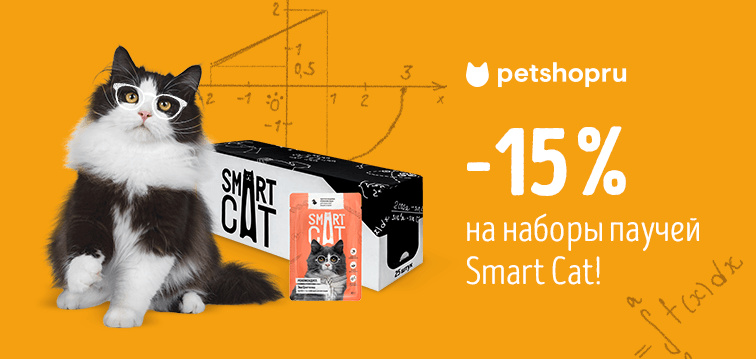 Слайд номер 16 -15% на наборы паучей Smart Cat!