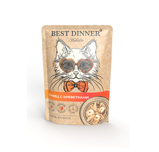 Паучи для кошек, тунец с креветками в соусе Best Dinner