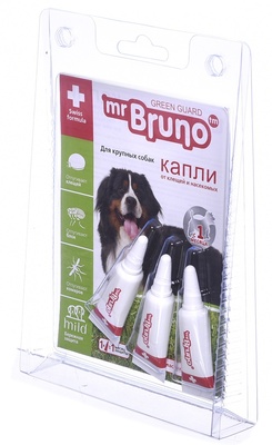 Капли репеллентные  для крупных собак весом более 30 кг, 3 шт по 4 мл Mr.Bruno