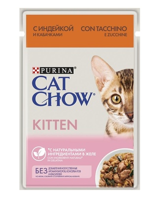 для котят с индейкой и кабачками в желе Cat Chow