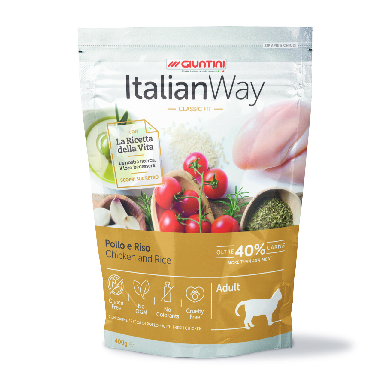 Корм Italian Way безглютеновый для кошек, с курицей и рисом (1,5 кг)