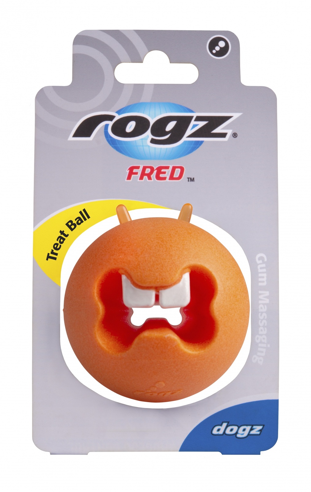 Rogz игрушка с отверстиями для лакомств и массажными насечками, средняя, оранжевая (50 г) Rogz игрушка с отверстиями для лакомств и массажными насечками, средняя, оранжевая (50 г) - фото 1