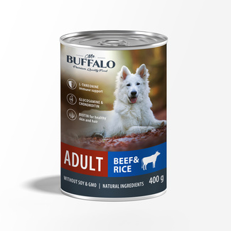 Консервы для собак "Говядина с рисом" Mr.Buffalo
