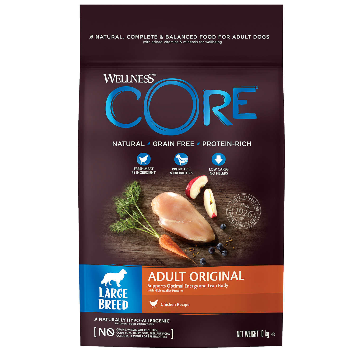 

Wellness CORE из курицы для взрослых собак крупных пород (10 кг)