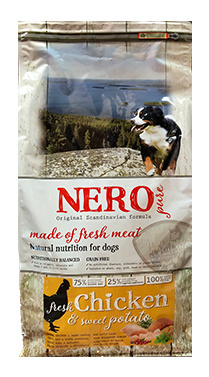 

Nero Pure беззерновой корм для взрослых собак со свежим мясом курицы, бататом и фруктами (2,5 кг)