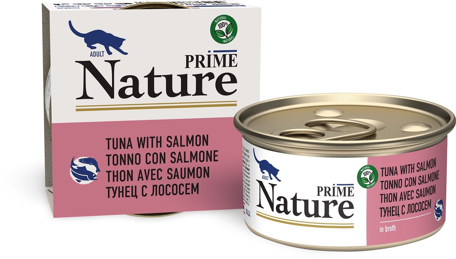 Prime Nature консервы для кошек: тунец с лососем в бульоне (85 г) Prime Nature консервы для кошек: тунец с лососем в бульоне (85 г) - фото 1