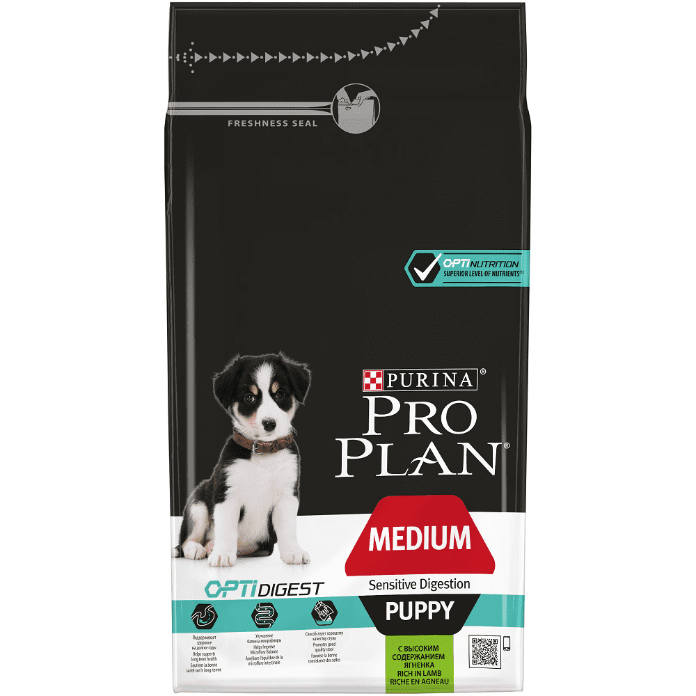 Для щенков средних пород с чувствительным пищеварением, с ягненком (3 кг) Purina Pro Plan Для щенков средних пород с чувствительным пищеварением, с ягненком (3 кг) - фото 1