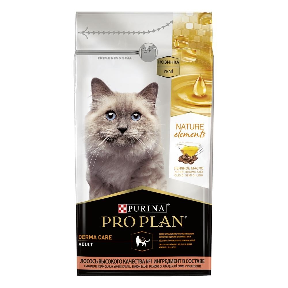 Purina Pro Plan nature Elements Красивая шерсть и здоровая кожа: для кошек, с высоким содержанием лосося (1,4 кг) - фото 1
