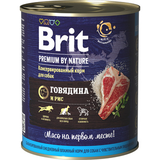  Premium by Nature консервы с говядиной и рисом для собак Brit