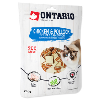 лакомство для кошек двойной сэндвич с цыплёнком и рыбой Ontario
