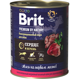  Premium by Nature консервы с сердцем и печенью для собак Brit
