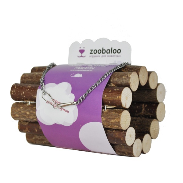 Zoobaloo тоннель для грызунов на цепи малый из орешника, 10х10х15 см (10х10х15 см)