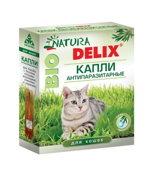 Биокапли антипаразитарные Natura Delix BIO с алоэ-вера, для кошек Бионикс