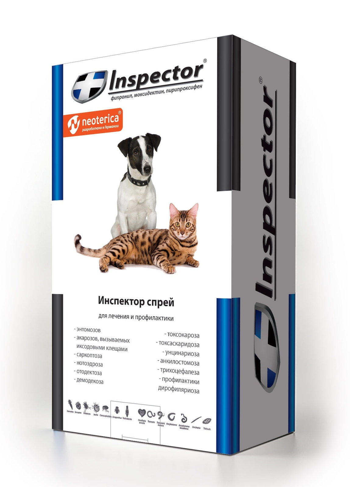 Inspector спрей для кошек и собак, от клещей, насекомых, глистов, 100 мл (140 г) Inspector спрей для кошек и собак, от клещей, насекомых, глистов, 100 мл (140 г) - фото 1