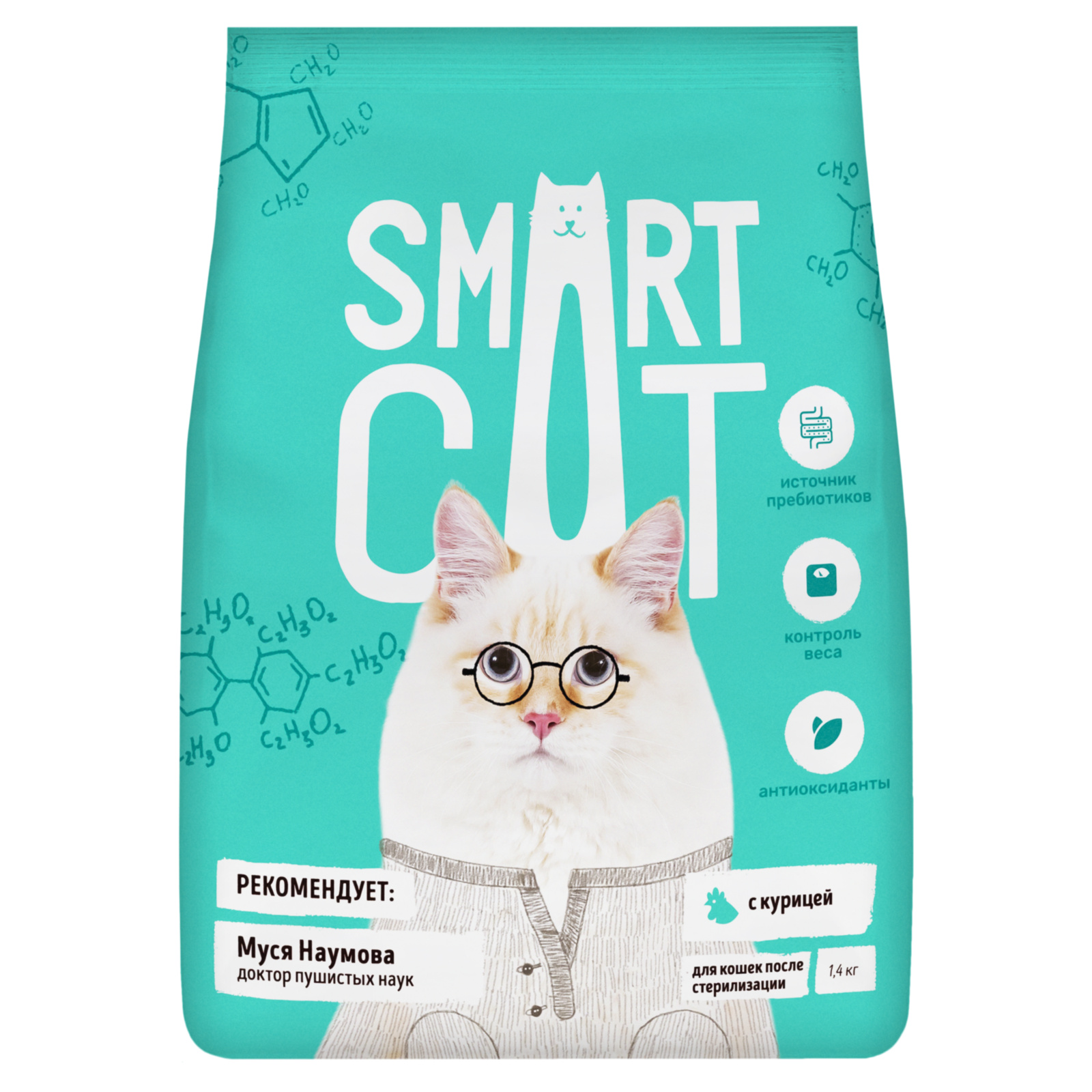 Корм Smart Cat для стерилизованных кошек, с курицей (5 кг)
