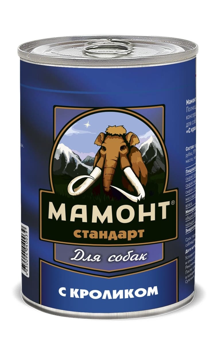 

Мамонт консервы для собак с кроликом (970 г)